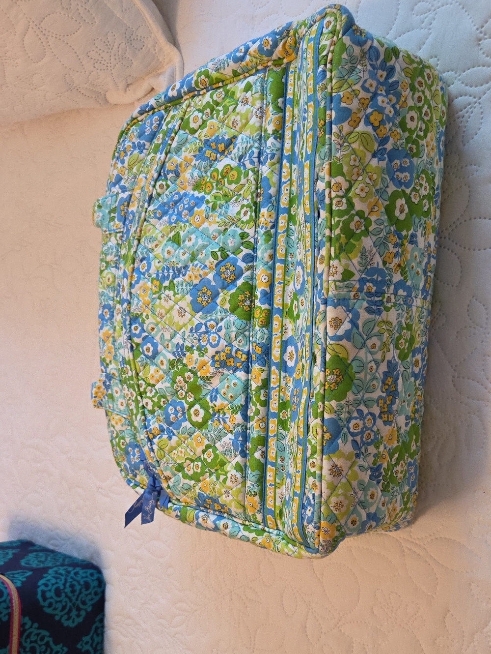 Vera Bradley Blue Green Yellow Quilted Floral Laptop Bag